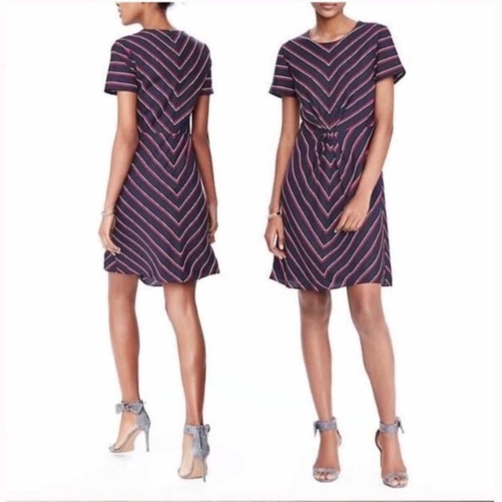 Navy and Red Striped Sheath Dress
